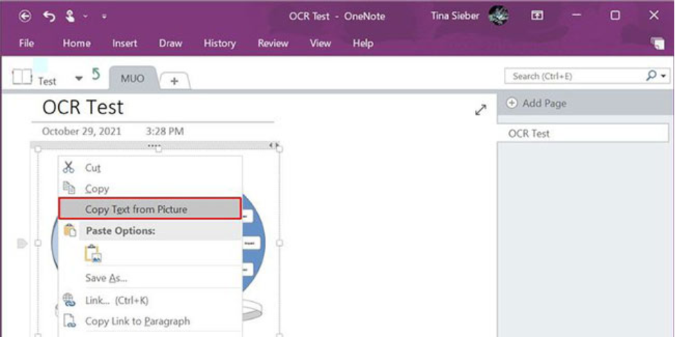Microsoft OneNote tích hợp OCR để nhận dạng và sao chép chữ từ ảnh, ảnh chụp tài liệu hoặc file